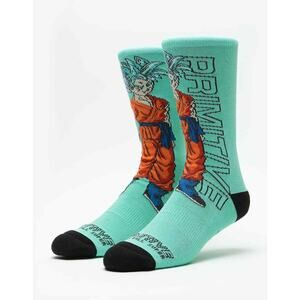 Primitive Skate Men's X Dragon Ball Super Z Goku Japanese Anime Teal Crew Socks